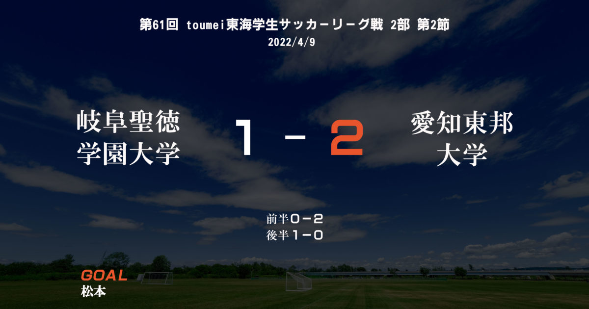 第61回 toumei東海学生サッカーリーグ戦 2部 第2節