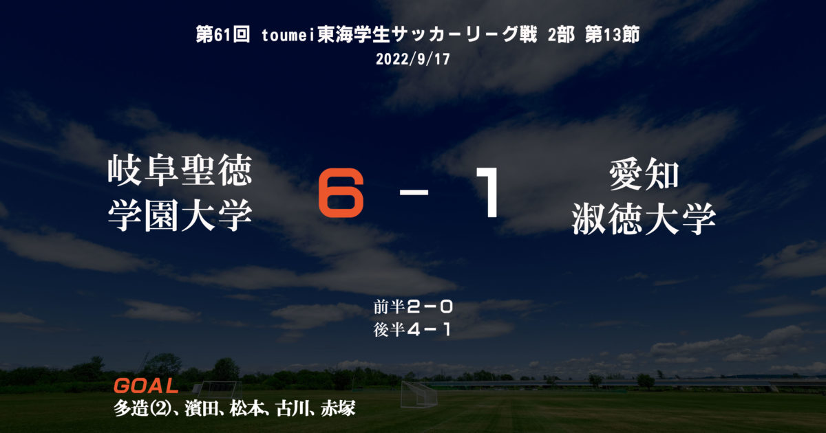 2022年度 第61回 toumei 東海学生サッカーリーグ　2部リーグ第13節